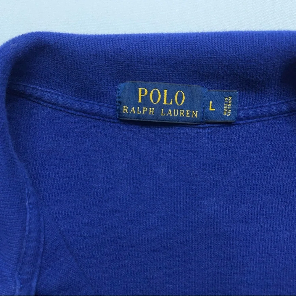 Polo Ralph Lauren 1/4 Zip Sweater Mens Size Large Blue Pony Logo Cotton Designer
